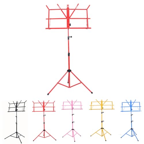 Vaguelly Blech Klappbares Musikstativ steht faltbar Gestell Aufhänger Tragen notenständern metallrahmen metallbau notenständer schlagzeug tischdeckenklammern halter für notenständer rot von Vaguelly