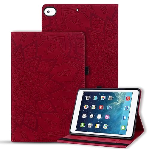 Vaitasy Hülle iPad Mini 5/4/3/2/1 7.9 Zoll Schutzhülle Premium PU Leder Hülle mit Auto Schlaf/Wach Funktion für iPad Mini 5th/4th/3rd/2nd/1st - Mandala Rot von Vaitasy