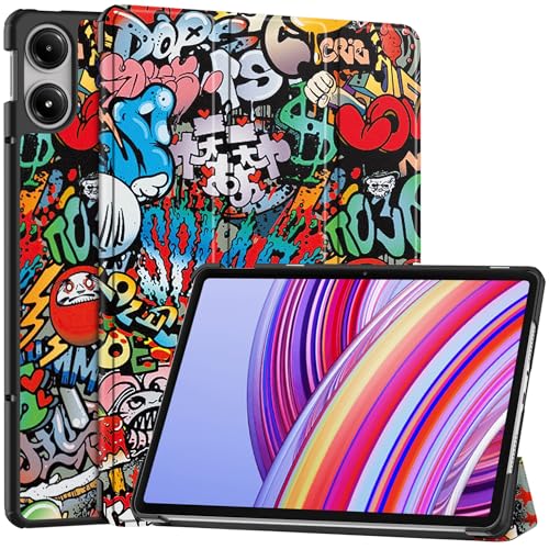 Vakarey für Redmi Pad Pro Hülle,Ultradünne Standabdeckung Hülle für Xiaomi Redmi Pad Pro 12.1 Zoll 2024 Tablette,Graffiti von Vakarey