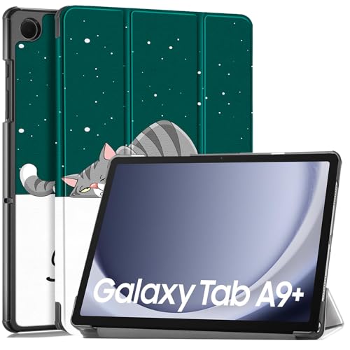 Vakarey für Samsung Galaxy Tab A9 Plus Hülle,für Samsung Tab A9 Plus Hülle 2023 SM-X210/SM-X216,Faule Katze von Vakarey