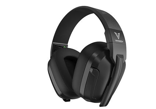 Vakedy HW11 Gaming Headset Wireless für PS5,Mac,Switch, PC,PS4,Bluetooth Gaming Headset,50mm Treiber,50 Stunden Akkulaufzeit (Schwarz) von Vakedy