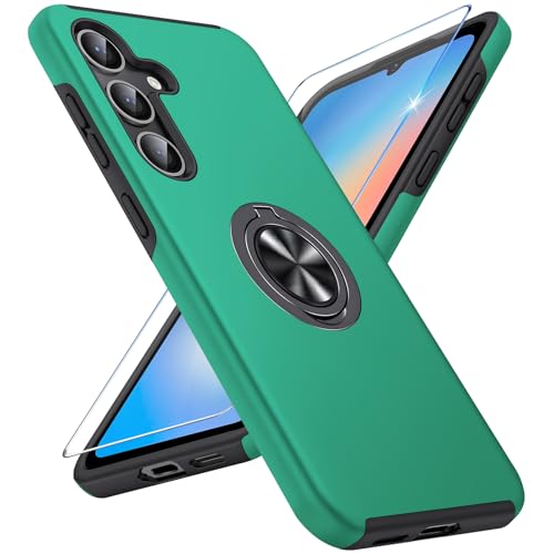 Vaki Handyhülle für Samsung Galaxy A34 5G Hülle mit Schutzfolie, Schutzhülle Galaxy A34 Case mit 360° Magnetischer Ring Ständer Kratzfest Fallfestigkeit Stoßfest für Samsung A34 5G Cover (Grün) von Vaki