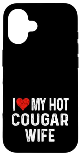 Hülle für iPhone 16 Ich liebe meine heiße Cougar-Frau - Distressed Heart Funny von Valentine Anniversary Apparel for Men Women by RJ