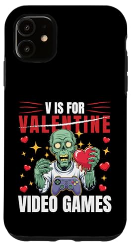 Hülle für iPhone 11 V Is For Valentine Gaming Zombie Valentinstag Junge Mann von Valentine Is For Gaming And Video Games