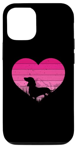 Hülle für iPhone 14 Pro Retro Dackel Liebhaber Vintage Herz Valentinstag von Merch von Amazon