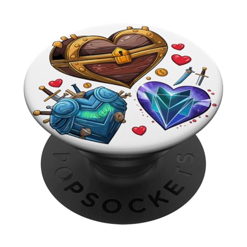 Heart Gaming Gamer Valentinstag Jungen Herren PopSockets Klebender PopGrip von Valentine's Day Outfit Ideas for Kids, Men & Women