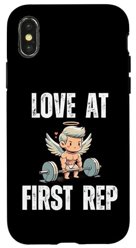 Hülle für iPhone X/XS Love at First Rep Lustiger Valentinstag Muskel Amor Gym Witz von Valentine's day workout Apparel Co.