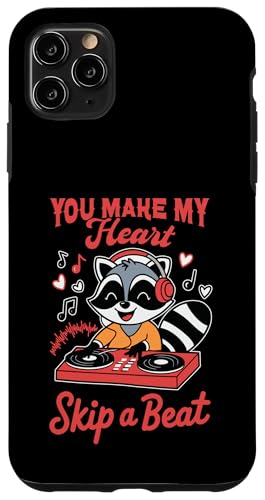 Hülle für iPhone 11 Pro Max Valentine Music DJ-Plattenspieler Waschbär lässt das Herz schlagen, Paar von Valentines Day Raccoon Tees NYC