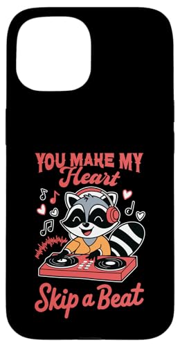 Hülle für iPhone 15 Valentine Music DJ-Plattenspieler Waschbär lässt das Herz schlagen, Paar von Valentines Day Raccoon Tees NYC