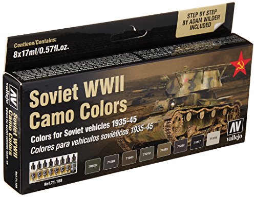 Vallejo 071188 Farbset, Sowjetische Tarnung WWII, 17 ml (8er Pack), grün von Vallejo