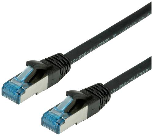 Value 21.99.1961 RJ45 Netzwerkkabel, Patchkabel CAT 6a S/FTP 1.00m Schwarz 1St. von Value