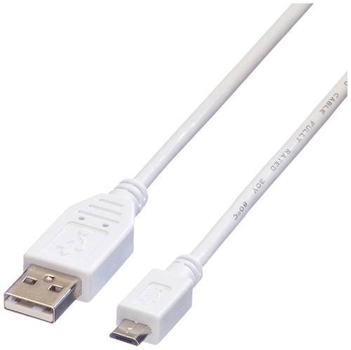 Value USB-Kabel USB 2.0 USB-A Stecker, USB-Micro-B Stecker 3.00m Weiß Geschirmt 11.99.8755 von Value