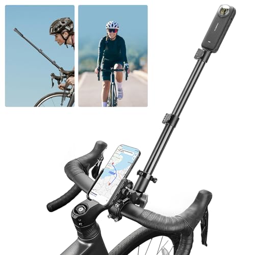 Vamson 2 in 1 Bike Selfie Stick Mount und Fahrrad Navigation für Insta360 X3 One X2 GoPro Hero 12 11 10 9 8 7, 3rd Person Kamerahalterung für iPhone Samsung für Videoaufnahmen Vlog YouTube TikTok Live von Vamson