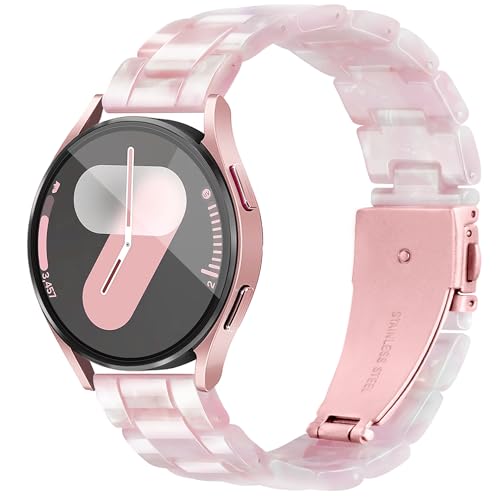 Vamyzji 20mm Harz Armband Kompatibel mit Samsung Galaxy Watch 4 Armband 40mm 44mm/Watch 4 Classic 42mm, Active 2 Armband 40mm 44mm, Watch 3 41mm, Leichtes Samsung watch Armband, (Flower Pink) von Vamyzji