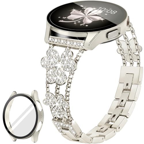 Vamyzji Kompatibel mit Samsung Galaxy Watch 6 Armband 40mm,Samsung Watch 6 Armband 40mm, Metallarmband für Samsung Watch 6 mit 40mm Gehäuse,Leicht Verstellbares,Glamouröses,Glänzendes Damen von Vamyzji