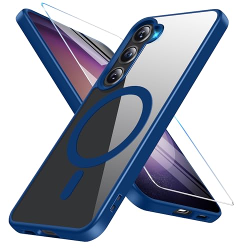 für Samsung Galaxy S23 Hülle Magnetisch mit S23 Schutzfolie [Mit Magsafe] Handyhülle Samsung S23 Hülle Dünn Transparent Stoßfest Schutzhülle Case für Samsung S23 5G Hülle (Blau) von Vanki