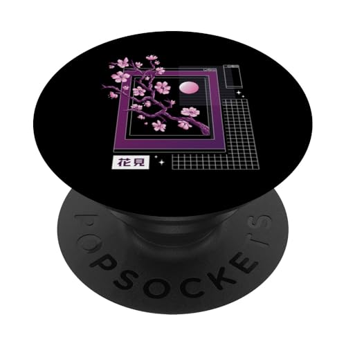 Sakura Flowers Vaporwave PopSockets Klebender PopGrip von Vaporwave Ästhetik 80er 90er Streetwear Aesthetic