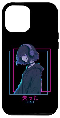 Hülle für iPhone 12 Pro Max Verlorenes, trauriges Anime-Mädchen mit Kopfhörern, Vaporwave-Ästhetik von Vaporwave Anime Goth Aesthetic Sad Girl