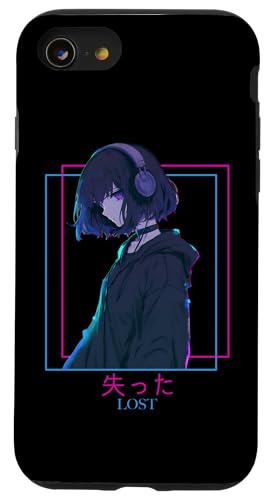 Hülle für iPhone SE (2020) / 7 / 8 Verlorenes, trauriges Anime-Mädchen mit Kopfhörern, Vaporwave-Ästhetik von Vaporwave Anime Goth Aesthetic Sad Girl