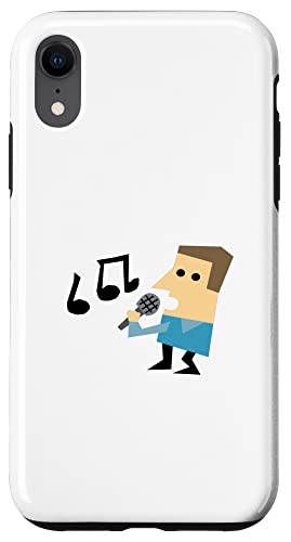 Hülle für iPhone XR Cartoon-Mann singt auf dem Mikrofon von VarieTees