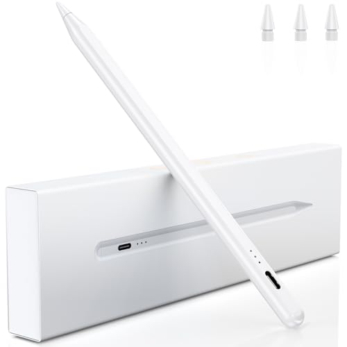 Stift für iPad, (2018-2024) Pencil 2nd Generation für Apple mit Schnellladeleistung Palm Rejection und Neigungssensitivität Stylus für iPad 6-10, für iPad Pro 13''/12,9''/11'', Mini 6/5 (weiß) von Variglas