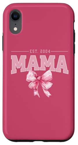 Hülle für iPhone XR Mama Est 2004 Kokette Rosa Schleife Retro Mama Muttertag von Varsity Mama Collegiate Arched Letters Mom Pink