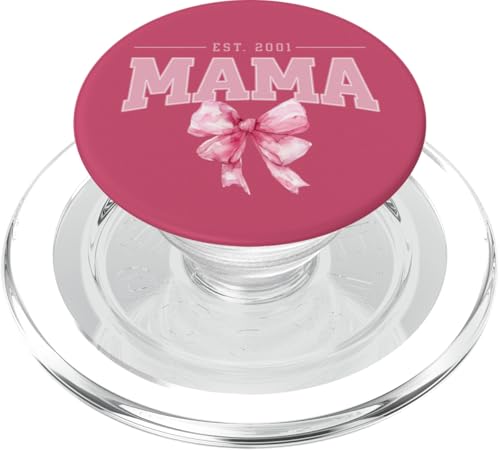 Mama Est 2001 Kokette Rosa Schleife Retro Mama Muttertag PopSockets PopGrip für MagSafe von Varsity Mama Collegiate Arched Letters Mom Pink