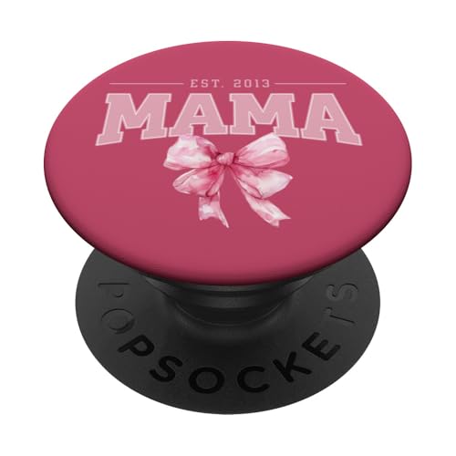 Mama Est 2013 Kokette Rosa Schleife Retro Mama Muttertag PopSockets Klebender PopGrip von Varsity Mama Collegiate Arched Letters Mom Pink