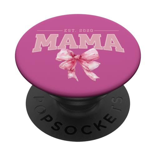 Mama Est 2020 Kokette Rosa Schleife Retro Mama Muttertag PopSockets Klebender PopGrip von Varsity Mama Collegiate Arched Letters Mom Pink