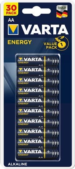 Varta ENERGY AA Blister 30 - Einwegbatterie - AA - Alkali - 1,5 V - 30 Stück(e) - Blau - Weiß - Gelb (04106 229 630) von Varta