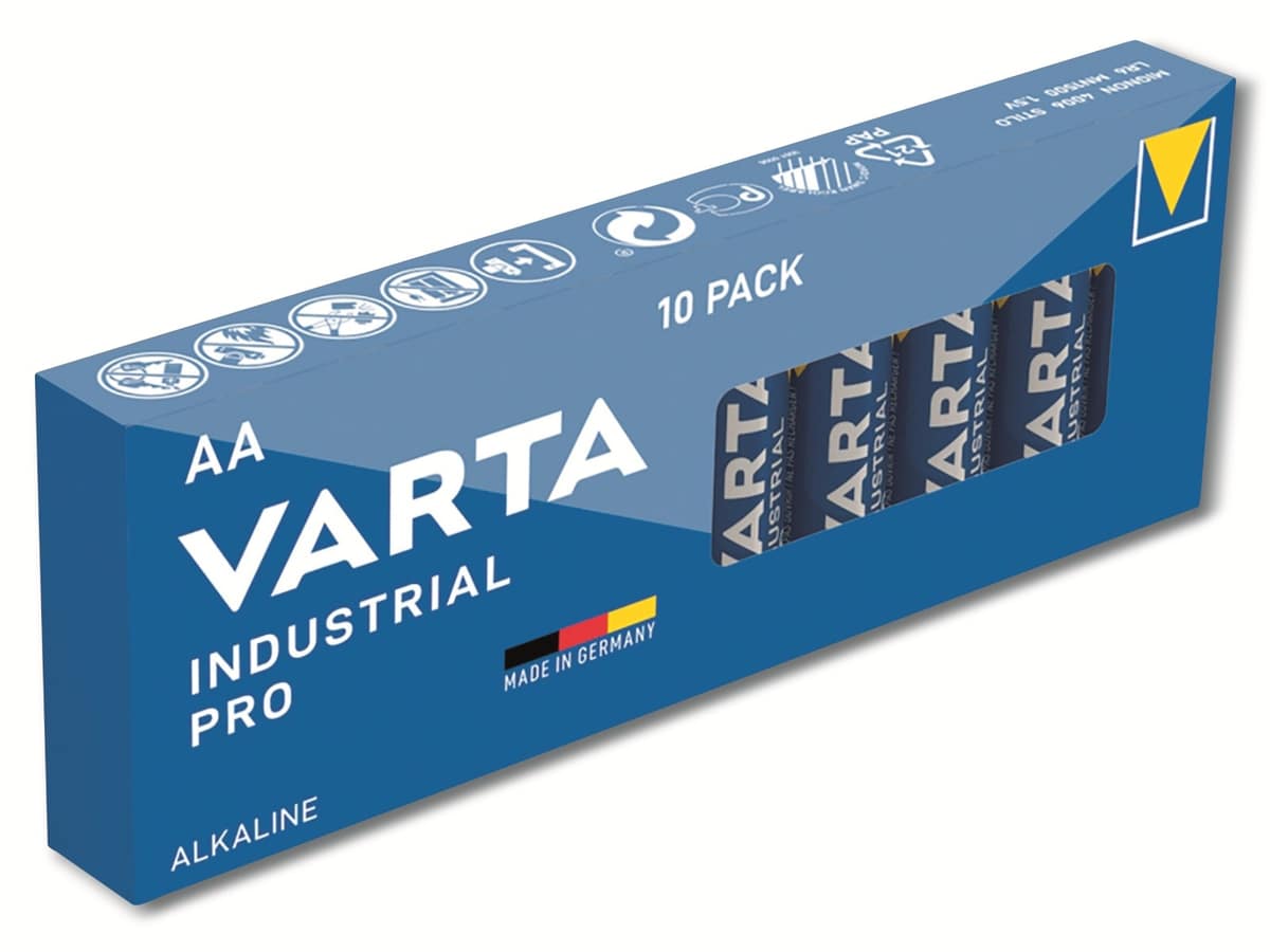 VARTA Batterie Alkaline, Mignon, AA, LR06, 1.5V, Industrial Pro, 10 Stück von Varta