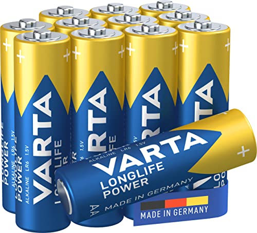 VARTA Batterien AA, 12 Stück, Longlife Power, Alkaline, 1,5V, ideal für Spielzeug, Funkmaus, Taschenlampen, Made in Germany von Varta