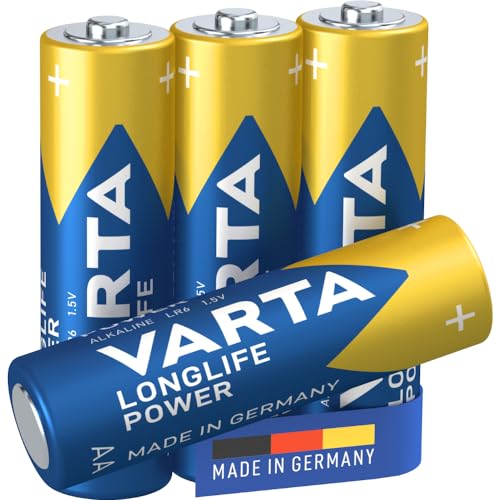 VARTA Batterien AA, 4 Stück, Longlife Power, Alkaline, 1,5V, ideal für Spielzeug, Funkmaus, Taschenlampen, Made in Germany von Varta