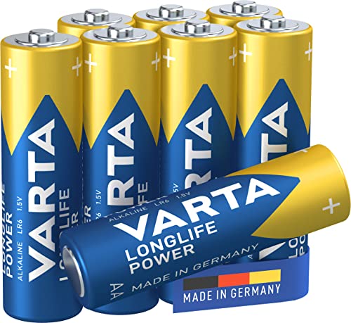 VARTA Batterien AA, 8 Stück, Longlife Power, Alkaline, 1,5V, für Spielzeug, Funkmäuse, Taschenlampen, Made in Germany von Varta