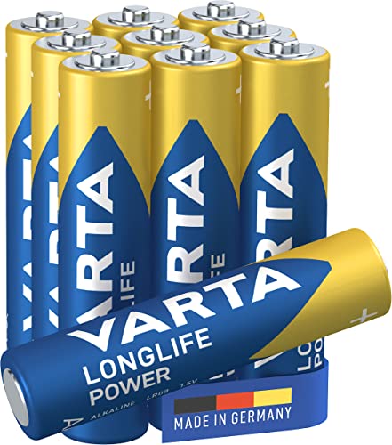 VARTA Batterien AAA, 10 Stück, Longlife Power, Alkaline, 1,5V, ideal für Spielzeug, Funkmaus, Taschenlampen, Made in Germany von Varta