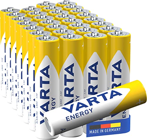 VARTA Batterien AAA, 30 Stück, Energy, Alkaline, 1,5V, Verpackung zu 80% recycelt, für einfachen Grundbedarf, Made in Germany von Varta