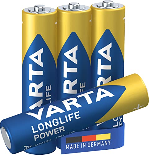 VARTA Batterien AAA, 4 Stück, Longlife Power, Alkaline, 1,5V, ideal für Spielzeug, Funkmaus, Taschenlampen, Made in Germany von Varta
