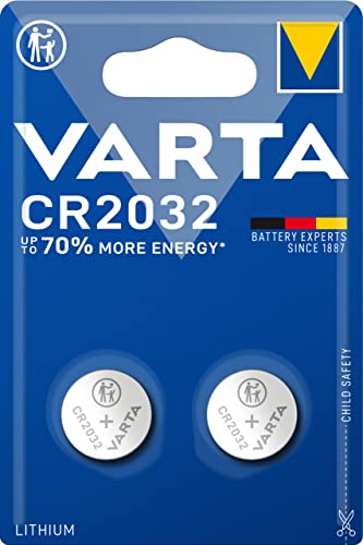 VARTA Batterien Knopfzelle CR2032, 2 Stück, Lithium Coin, 3V, kindersichere Verpackung, für elektronische Kleingeräte - Autoschlüssel, Fernbedienungen, Waagen von Varta