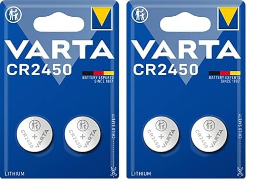 VARTA Batterien Knopfzelle CR2450, 2 Stück, Lithium Coin, 3V, kindersichere Verpackung, für elektronische Kleingeräte - Autoschlüssel, Fernbedienungen, Waagen (Packung mit 2) von Varta