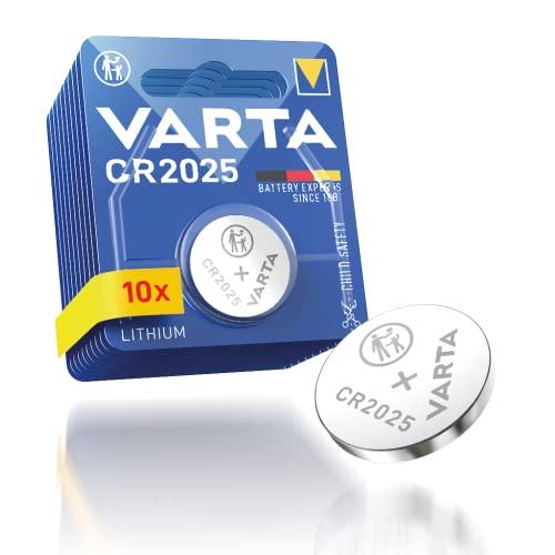 VARTA Batterien Knopfzellen CR2025, 10 Stück, Lithium Coin, 3V, kindersichere Verpackung, für elektronische Kleingeräte - Autoschlüssel, Fernbedienungen, Waagen von Varta