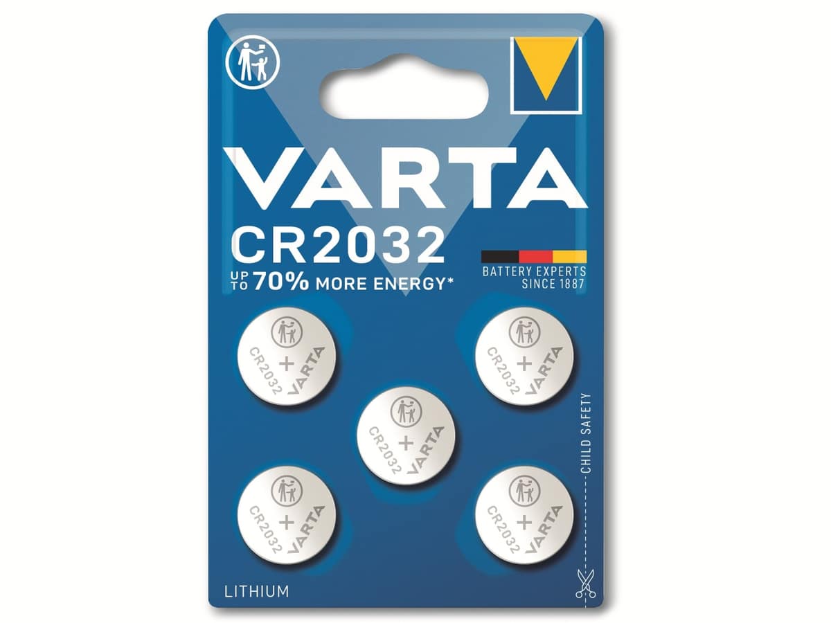 VARTA Knopfzelle Lithium, CR2032, 3V 5 Stück von Varta