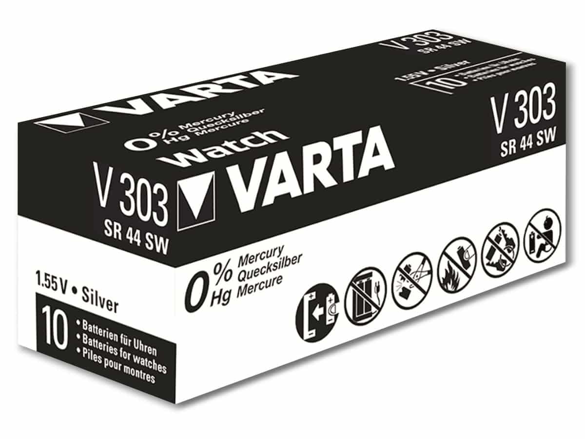 VARTA Knopfzelle Silver Oxide, 303 SR44, 1.55V, 10 Stück von Varta