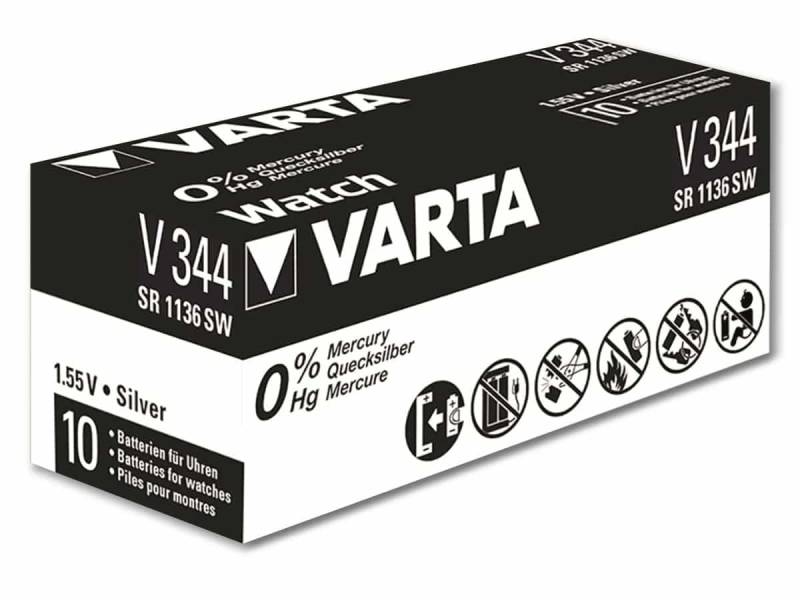 VARTA Knopfzelle Silver Oxide, 344 SR42, 1.55V, 10 Stück von Varta