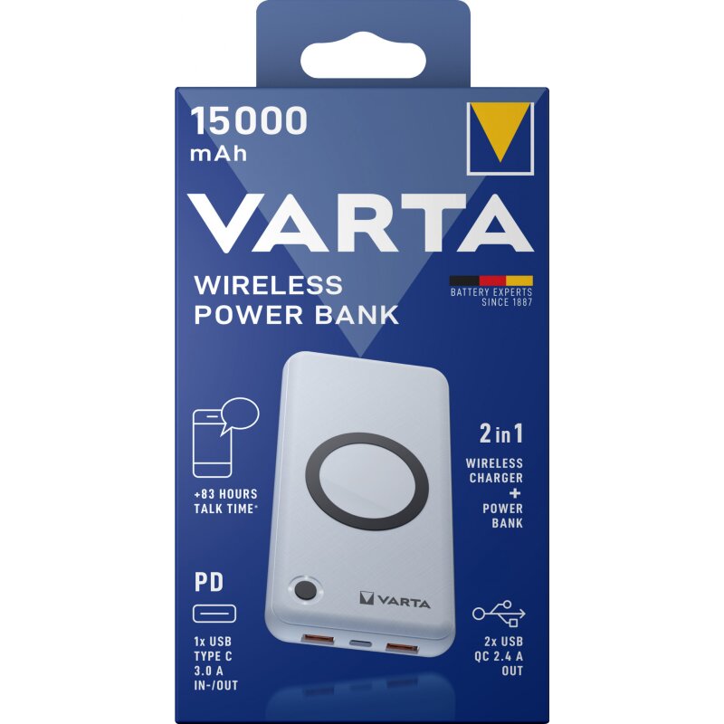Varta Akku Powerbank, 3,7V 15.000mAh, Wireless Varta Akku Powerbank, 3,7V 15.000mAh, Wireless von Varta