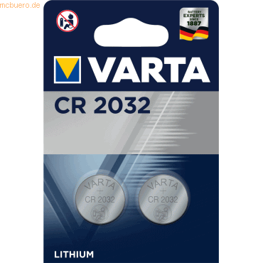 Varta VARTA Knopfzellenbatterie Electronics CR2032 Lithium 2er-Pack von Varta