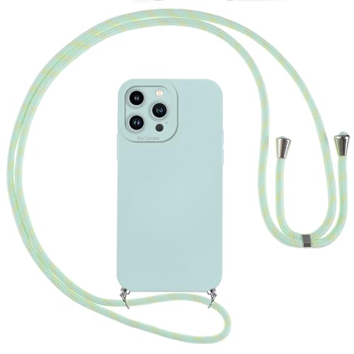 Vauki Handykette Hülle für iPhone 13 Pro mit Band, HandyHülle mit Kordel, Weich Silikon TPU Stoßfest Bumper mit Kette zum Umhängen für iPhone 13Pro, Lanyard - Blau von Vauki