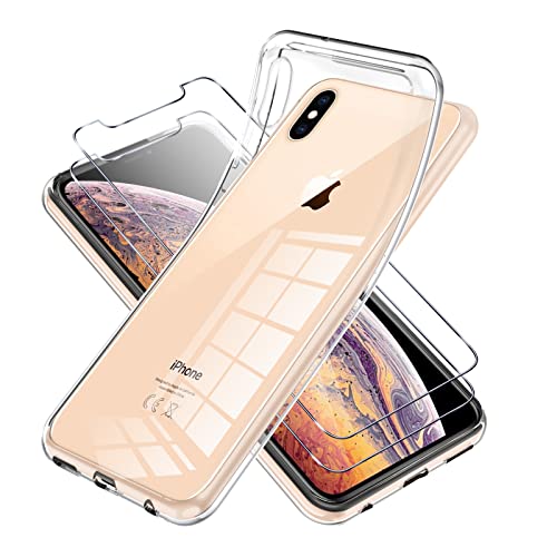 Vauki für iPhone XS Max Hülle Durchsichtig mit Schutzfolie 2 Stück,Ultra Dünn Transparent Silikon Handyhülle und Displayschutzfolie,Slim Soft Stoßfeste Schutzhülle für iPhone XS Max 6.5" von Vauki