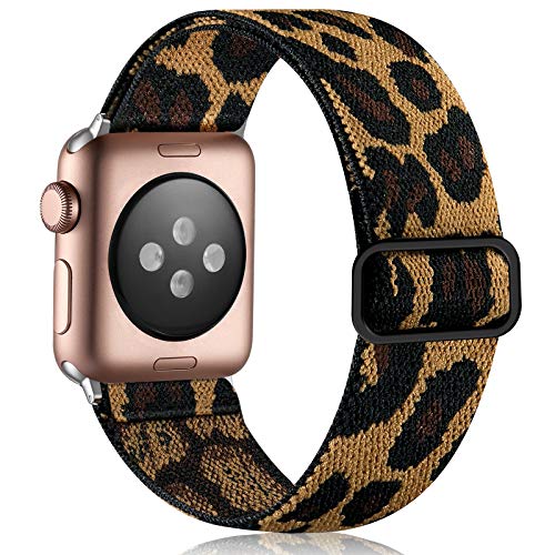 Vcegari Elastisches Band, kompatibel mit 44 mm Apple Watch SE Serie 6 5 4, atmungsaktives dehnbares Schlaufen-Armband für iWatch 42 mm Serie 3 2 1 Damen Herren Sexy Leopard von Vcegari