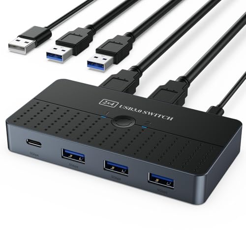 Vdaxvme USB 3.0 Sharing Switcher 2 in 4 Out Devices Controller für mehrere Computer Schnelle Umschaltung für Designer und Gamer von Vdaxvme