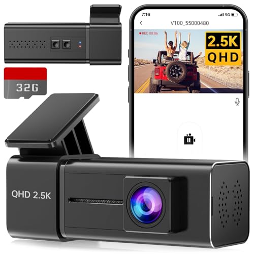 Veement Dashcam Auto Vorne 2,5K mit WiFi 1440P Autokamera, Dash cam mit mit 32GB SD Karte, Auto Kamera mit Parküberwachung, Super Nachtsicht, G-Sensor, Loop-Aufnahme, APP Steuerung, Max 256GB von Veement